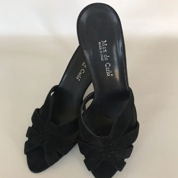 Black suede open toe heels - Picture 3 of 9